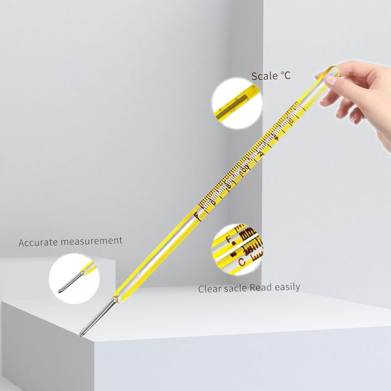 AiBi TECH ℉ & ℃ Oral Thermometer for Adults and Kids 2PCS - Glass Basal Body Thermometer - Rectal Body Thermometer for Baby - Non Digital Infrared Thermometer - Accurate Easy Reading by - Image 2